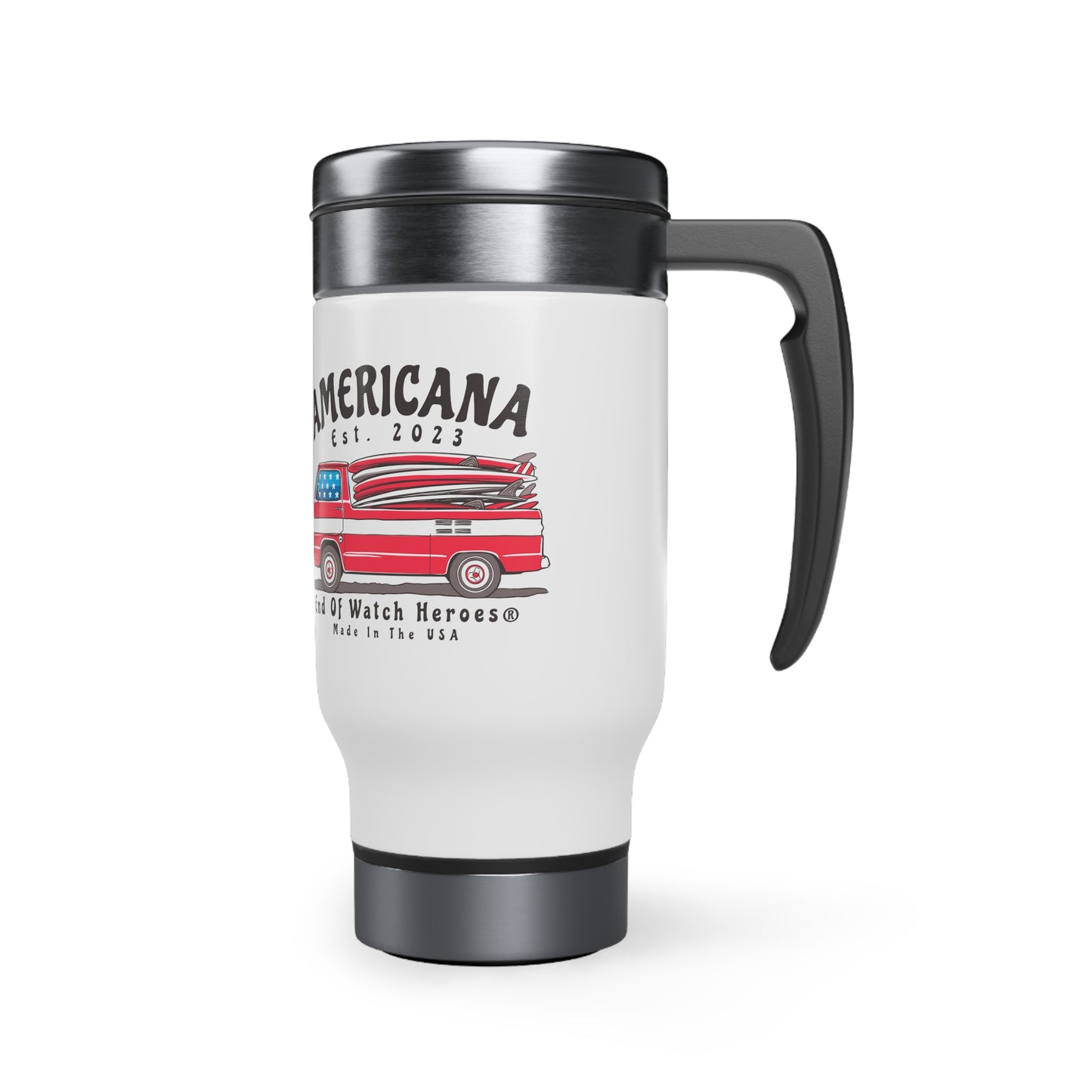 AMERICANA Stainless Steel Travel Mug with Handle, 14oz