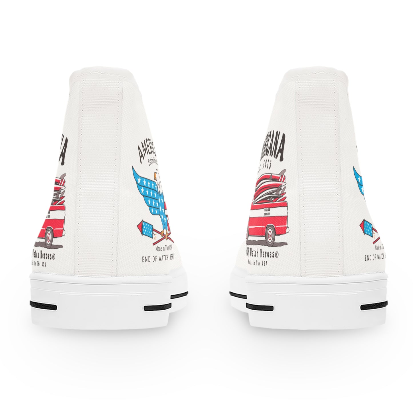 Americana - Women's CUSTOM High Top Sneakers - 3 designs on each shoe