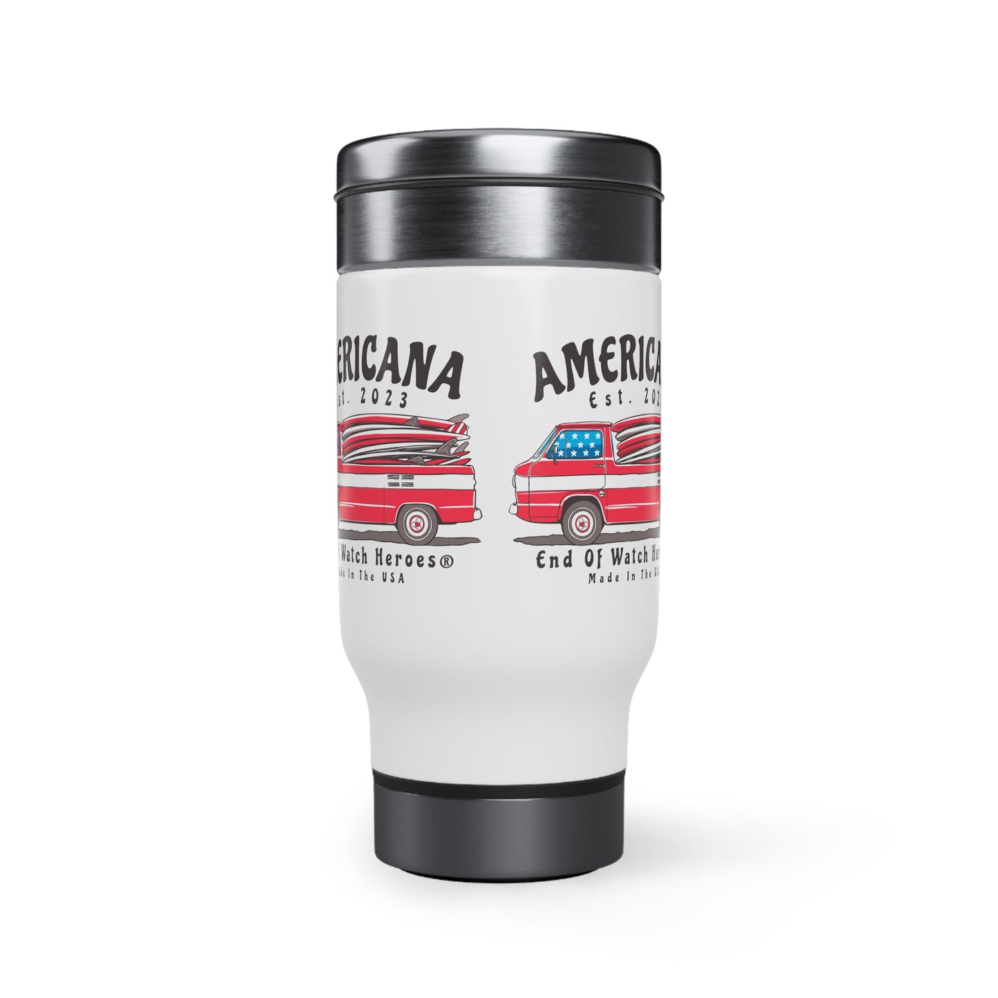 AMERICANA Stainless Steel Travel Mug with Handle, 14oz