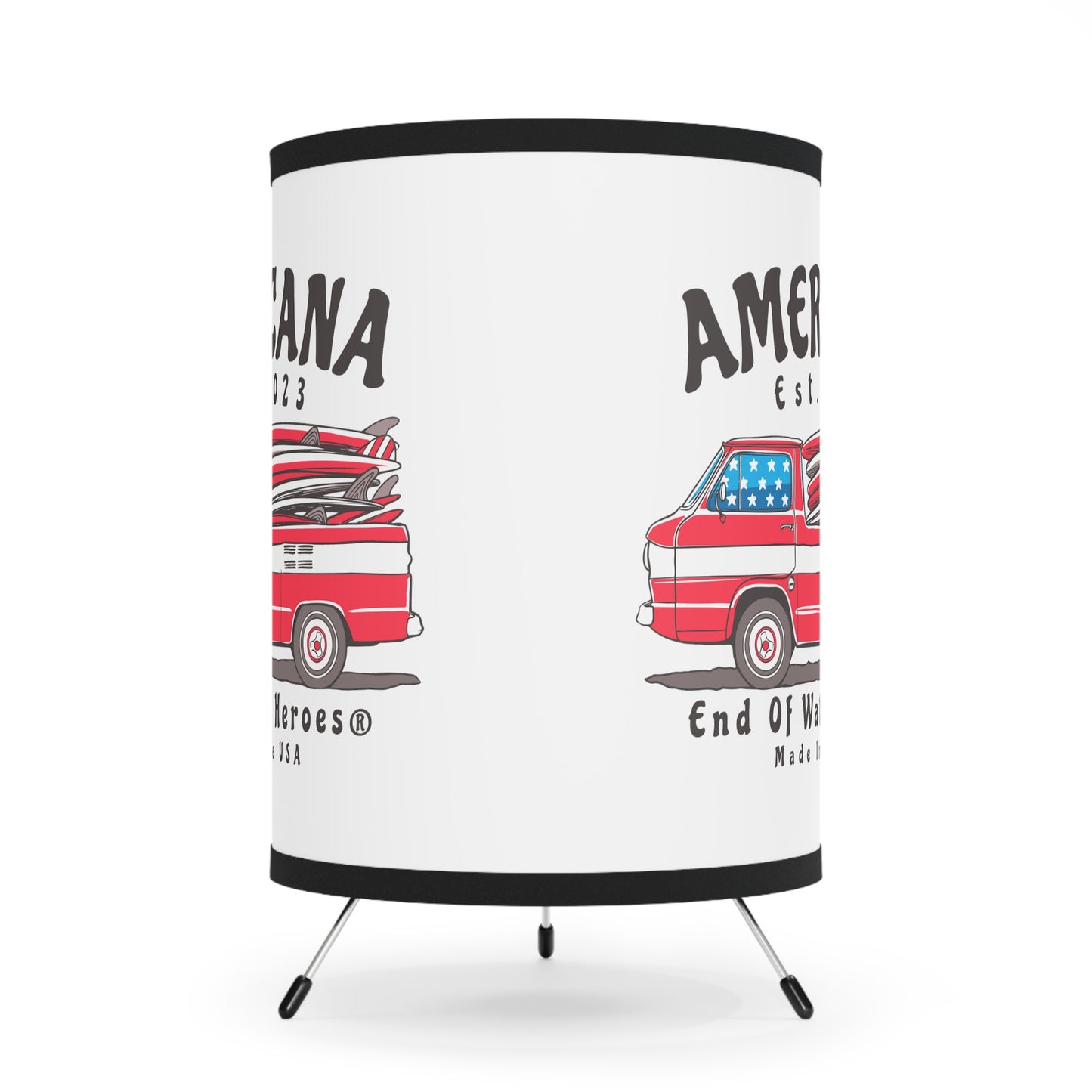 Americana  -  Tripod Lamp with High-Res Printed Shade, US\CA plug